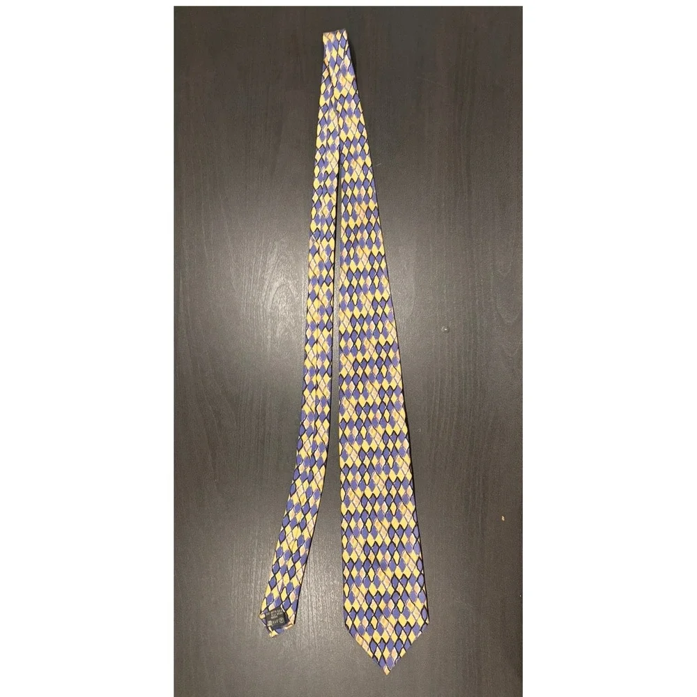 Ermenegildo Zegna Picasso a Palazzo Grassi Silk Tie Blue Yellow Harlequin Italy